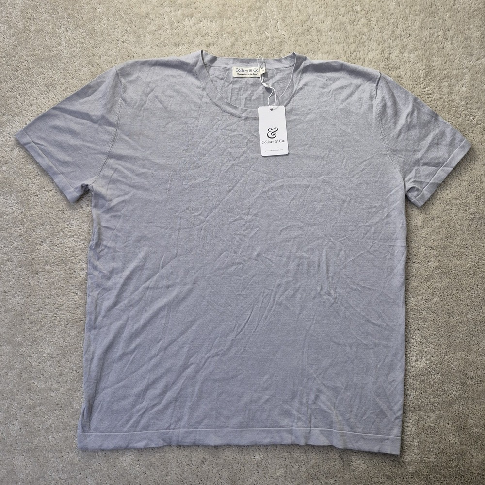 Collars & Co Cotton Silk T Shirt Mens 3XL Gray Comfort Knit Luxury Stretch New - Picture 2 of 9